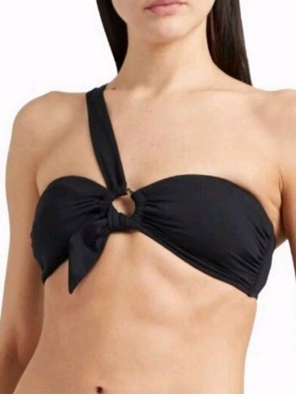 SEAFOLLY Black One Shoulder Bandeau Bikini Top Size 8